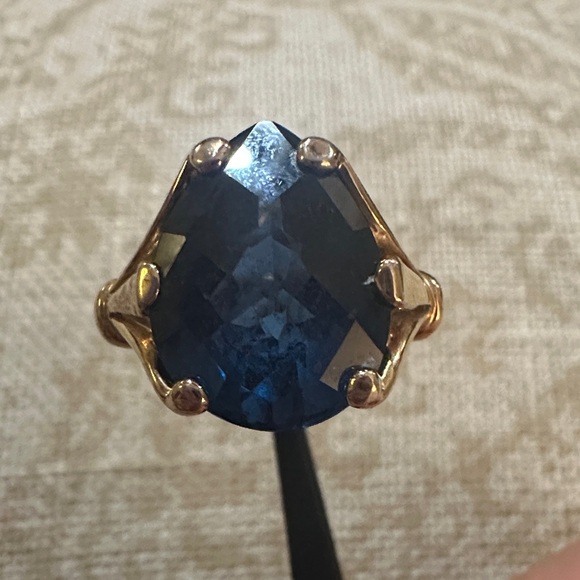 Elegant Blue and Gold Women's Ring - Picture 2 of 8